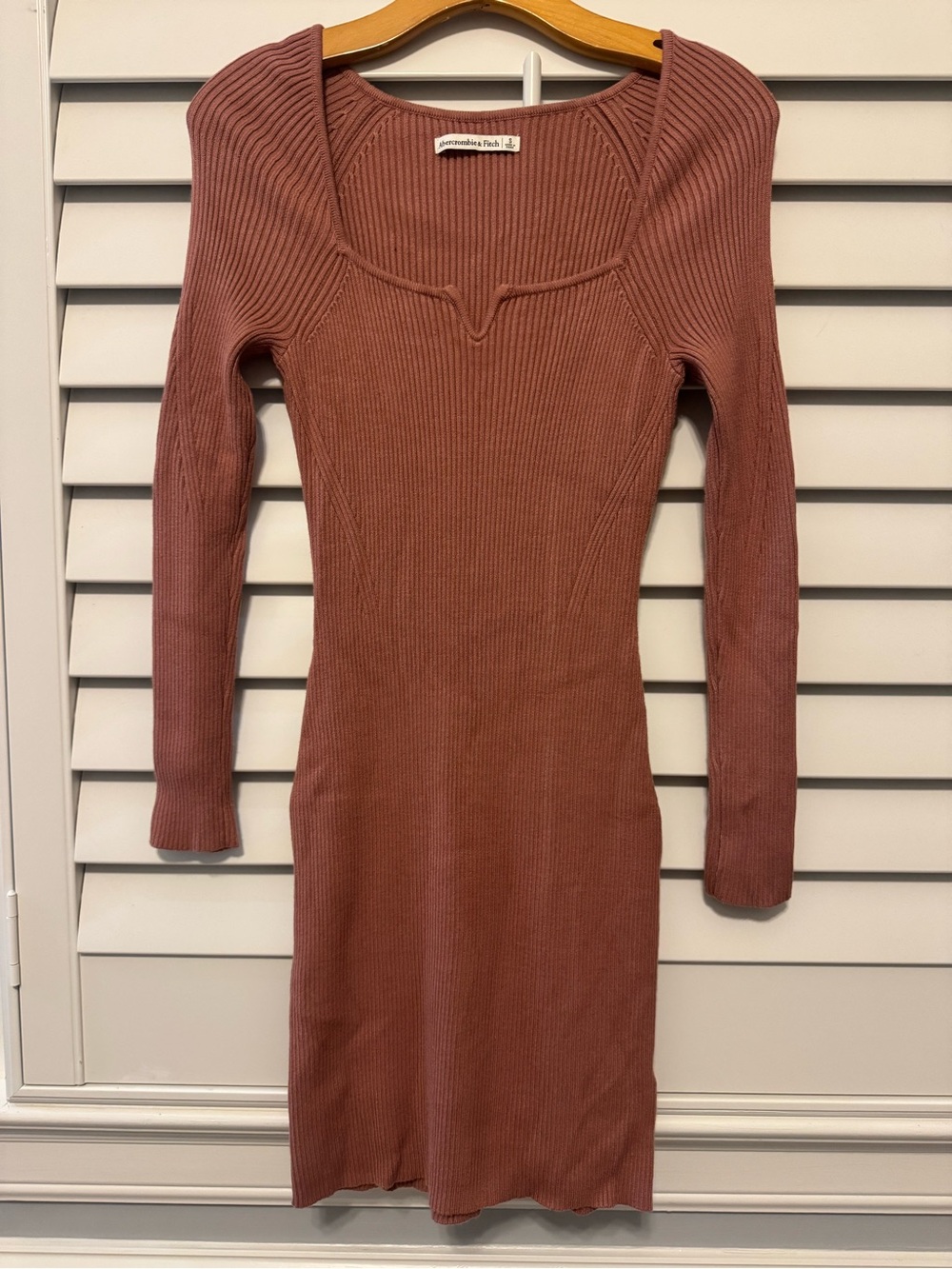 Abercrombie & Fitch Ribbed Long Sleeve Bodycon Dress